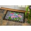 Outlet 👍 Evergreen Hydrangea Checks Embossed Indoor Outdoor Doormat 18 x 30 Green 👍
