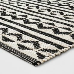 Deals 🤩 2'6"x4' Geometric Woven Accent Rug Black - Project 62™ 🎁