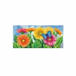 Hot Sale 🔥 Evergreen Gerbera Daisies Sassafras Indoor Outdoor Switch Doormat 10 x 22 Multicolored 🤩