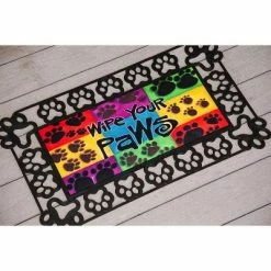 Best Sale 🤩 Evergreen Wipe Your Pawsful Sassafras Indoor Outdoor Switch Doormat 1'10"x10" Multicolored ❤️