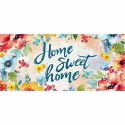 New 🎉 Evergreen Home Sweet Home Floral Sassafras Indoor Outdoor Switch Doormat 10 x 22 Multicolored ✔️