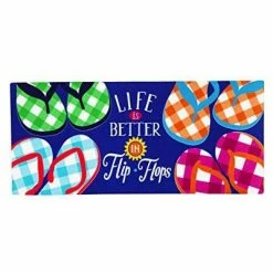 Buy 👍 Evergreen Indoor Outdoor Doormat Bundle Set of 5 - Frame and 4 Welcome Coastal Inserts Flamingos Seashells Flipflops Beach ⌛