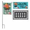 New 😀 Evergreen Indoor Outdoor Welcome Y'all Bundle Set of 4 - Garden Flag stand and Flag, Sassafras Doormat Frame and Sassafras Insert 😉