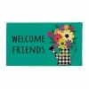Discount ⭐ Evergreen Buffalo Check Watering Can Indoor Outdoor Natural Coir Doormat 1'4"x2'4" Blue 🎁