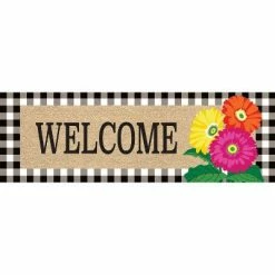 Outlet ⭐ Evergreen Gerbera Daisy Trio Kensington Indoor Outdoor Coir Interchangeable Doormat 9"x2'4" Pink 👍