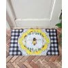Coupon ⌛ Evergreen Honey Bee and Flowers Embossed Indoor Outdoor Doormat 1'6"x2'6" Yellow ⌛