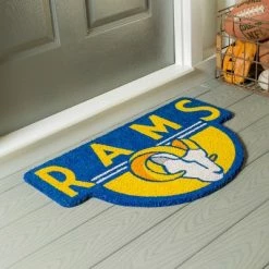 Best reviews of 🔥 Evergreen Los Angeles Rams Indoor Outdoor Natural Shaped Coir Doormat 1'6"x2'4" Multicolored 💯