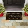 Deals ✨ Evergreen Diamond Border Metallic Welcome Rubber Inset Indoor Outdoor Natural Coir Doormat 16x28 Black 👏