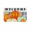 Promo 👏 Evergreen Fresh Pumpkins Embossed Indoor Outdoor Doormat 1'6"x2'6" Orange ❤️
