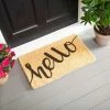 Promo 🤩 Evergreen Hello Debossed Woven Indoor Outdoor Natural Coir Doormat 30 x 18" Multicolored 🔔