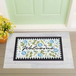 Best Sale 🤩 Evergreen Dragonfly Welcome Embossed Indoor Outdoor Doormat 1'6"x2'6" Blue 🧨