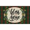 New ❤️ Evergreen Bless This Home Plaid Embossed Indoor Outdoor Doormat 1'6"x2'6" Green 🎉