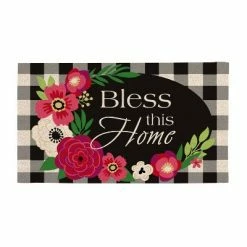 Brand new 🛒 Evergreen Plaid Bless This Home Indoor Outdoor Natural Coir Doormat 1'4"x2'4" Multicolored 🎁