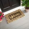Promo 🎁 Evergreen Animal Print Welcome Woven Indoor Outdoor Natural Coir Doormat 30x18" Multicolored 💯