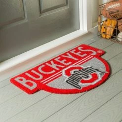 Promo 👍 Evergreen Ohio State University Indoor Outdoor Natural Shaped Coir Doormat 1'6"x2'4" Multicolored 👍