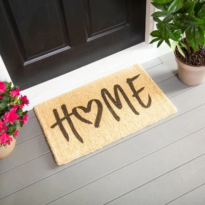 Best deal ๐ Evergreen HOME Heart Woven Indoor Outdoor Natural Coir Doormat 30 x 18" Multicolored ๐