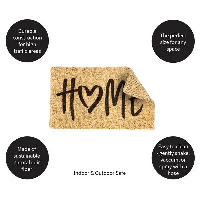 Best deal ๐ Evergreen HOME Heart Woven Indoor Outdoor Natural Coir Doormat 30 x 18" Multicolored ๐ - Image 3