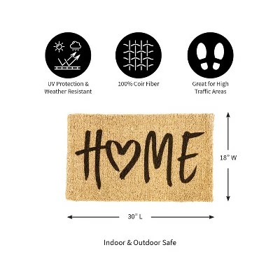 Best deal ๐ Evergreen HOME Heart Woven Indoor Outdoor Natural Coir Doormat 30 x 18" Multicolored ๐ - Image 4