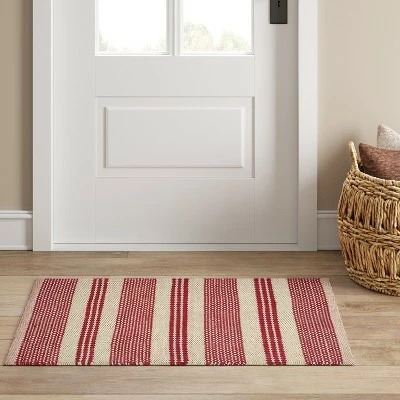 Flash Sale 🧨 2'x3' Striped Accent Rug Red - Threshold™ 🔔 - Image 2