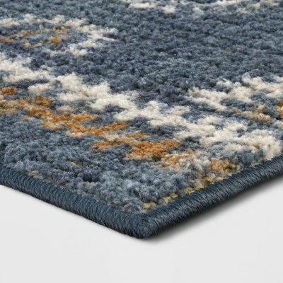 Brand new 🤩 Journey Block Print Floral Rug Navy - Threshold 🔥