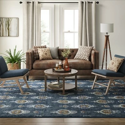 Brand new 🤩 Journey Block Print Floral Rug Navy - Threshold 🔥 - Image 2