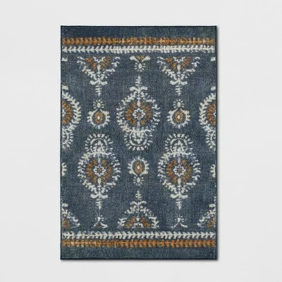 Brand new 🤩 Journey Block Print Floral Rug Navy - Threshold 🔥 - Image 3