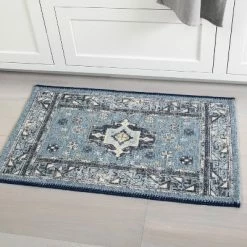 Hot Sale ❤️ Vintage Persian Medallion Kitchen Rug Blue - Threshold™ 🛒