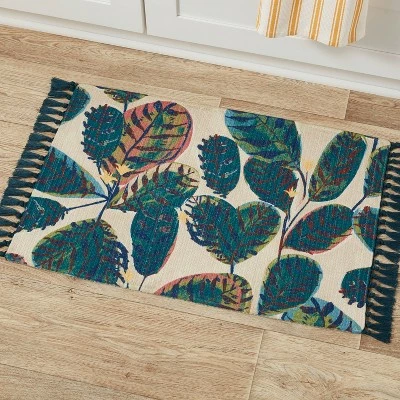Buy 💯 34" x 20" Leaf Printed Rug - Threshold™ ❤️