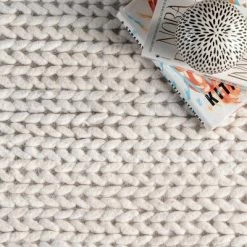 Best Pirce 🛒 Hand Woven Chunky Woolen Cable Rug - nuLOOM Light Gray ⌛