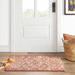 New 😍 Southbury Washable Printed Diamond Persian Style Rug Rust - Threshold™ 😍