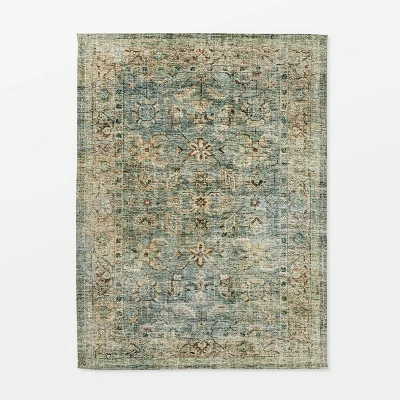 Promo ❤️ Threshold Designed W/Studio McGee Ledges Digital Floral Print Distressed Persian Rug Green - Threshold™ designed by Studio McGee 👏 - Image 7