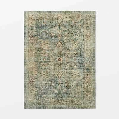 Promo ❤️ Threshold Designed W/Studio McGee Ledges Digital Floral Print Distressed Persian Rug Green - Threshold™ designed by Studio McGee 👏 - Image 8