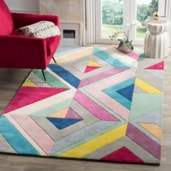 Promo 💯 Gray Geometric Tufted Accent Rug 4'X6' - Safavieh ❤️