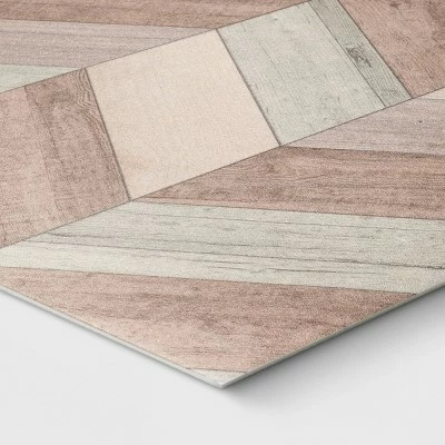 Budget 😉 Wood Herringbone Vinyl Accent Mat Brown - Threshold™ 🎉 - Image 2