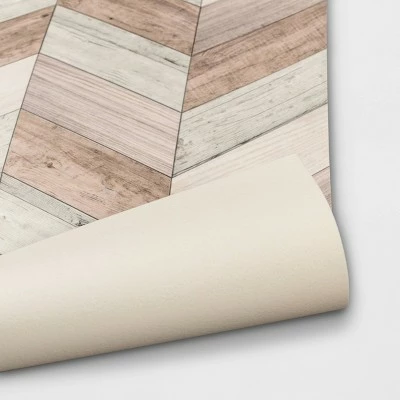 Budget 😉 Wood Herringbone Vinyl Accent Mat Brown - Threshold™ 🎉 - Image 3