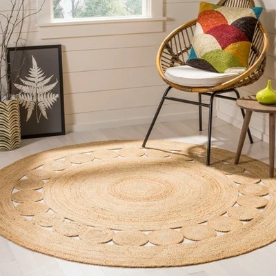 Brand new ๐ Noemi Solid Woven Round Rug - Safavieh Natural ๐ - Image 2