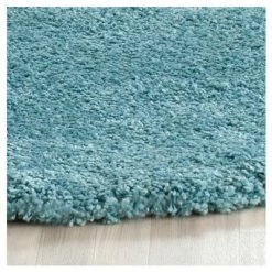 Top 10 😍 Aqua Blue Solid Shag/Flokati Loomed Round Area Rug - (5'1" Round) - Safavieh 🔥