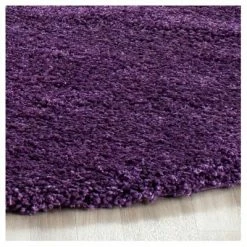 Buy 🛒 Purple Solid Shag/Flokati Loomed Round Area Rug - (7' Round) - Safavieh 👏